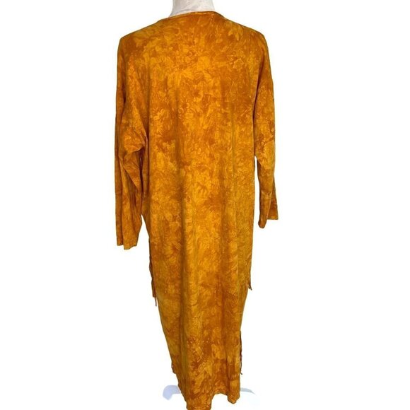Bijan Womens Maxi Dress Orange One Size Vintage Stone Washed Pure Cotton Fringe - Picture 2 of 12
